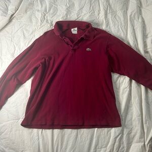 Lacoste ✨ Mens Burgundy Classic Long Sleeve Polo Size L